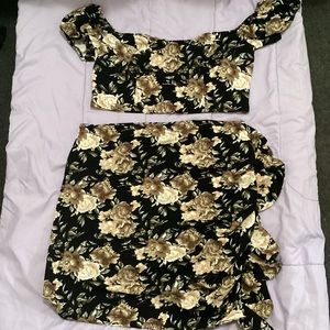 Shein Curve Ruffle Skirt and Top Set